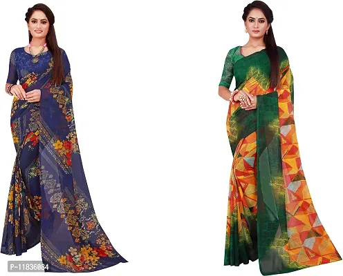 Beautiful Georgette Saree with Blouse Piece Pack Of 2-thumb0