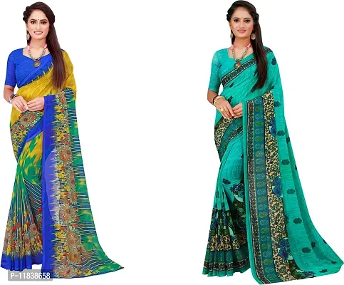 Beautiful Georgette Saree with Blouse Piece Pack Of 2