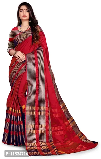 Beautiful Cotton Silk Saree with Blouse Piece-thumb0