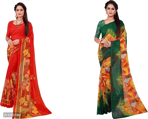 Beautiful Georgette Saree with Blouse Piece Pack Of 2-thumb0