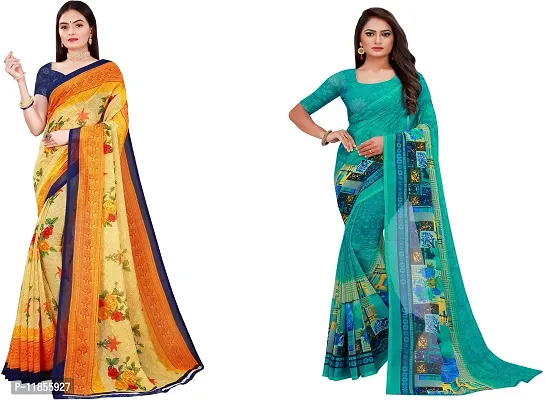 Beautiful Georgette Saree With Blouse Piece Pack Of 2-thumb0