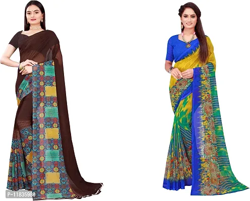 Beautiful Georgette Saree with Blouse Piece Pack Of 2-thumb0