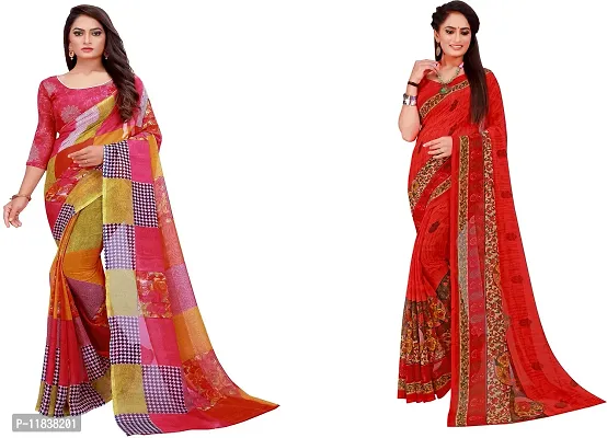 Beautiful Georgette Saree with Blouse Piece Pack Of 2