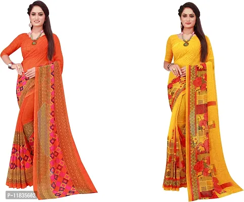 Beautiful Georgette Saree with Blouse Piece Pack Of 2-thumb0