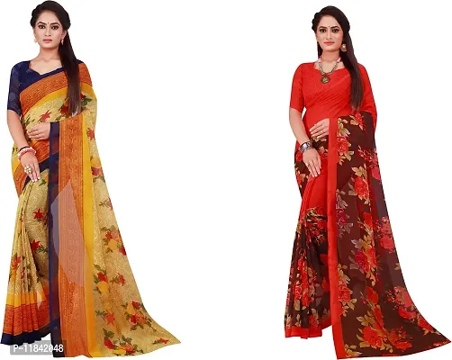 Beautiful Georgette Saree With Blouse Piece Pack Of 2-thumb0