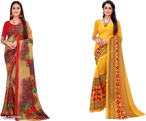 Beautiful Georgette Saree With Blouse Piece Pack Of 2