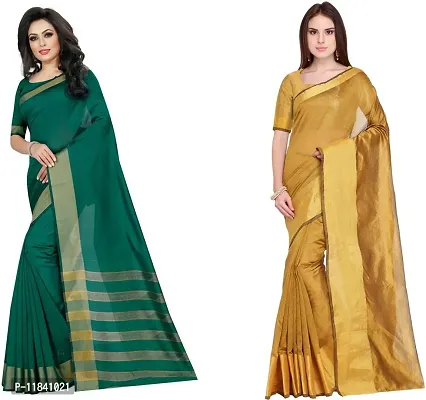 Beautiful Cotton Silk Saree With Blouse Piece Pack Of 2