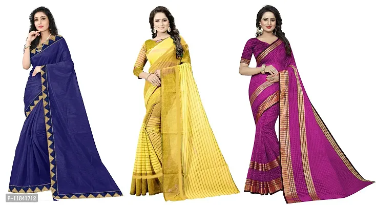 Beautiful Art Silk Saree With Blouse Piece Pack Of 3