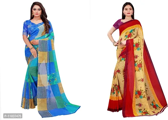 Beautiful Georgette Saree with Blouse Piece Pack Of 2