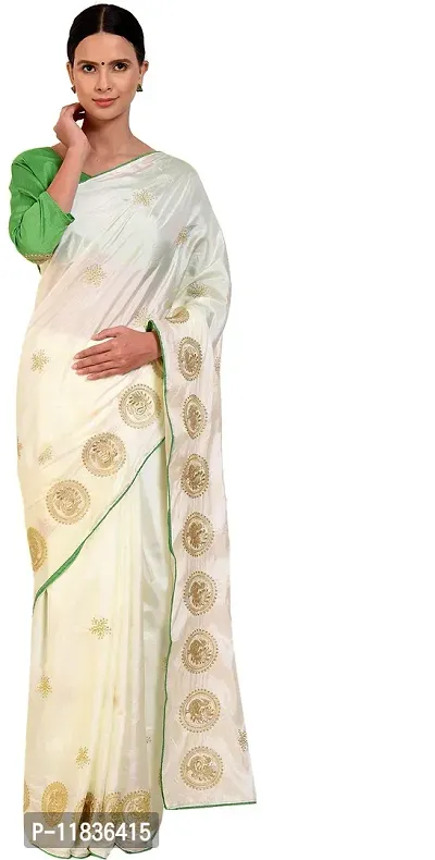 Beautiful Silk Blend Saree with Blouse Piece-thumb0