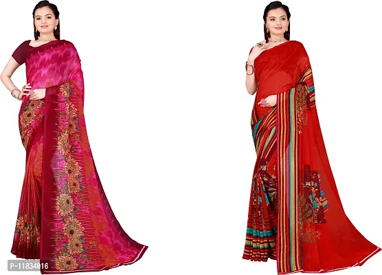 Beautiful Georgette Saree with Blouse Piece Pack Of 2-thumb0