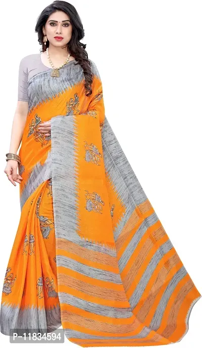 Beautiful Cotton Silk Saree with Blouse Piece-thumb0