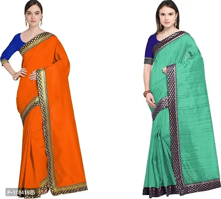 Beautiful Art Silk Saree With Blouse Piece Pack Of 2