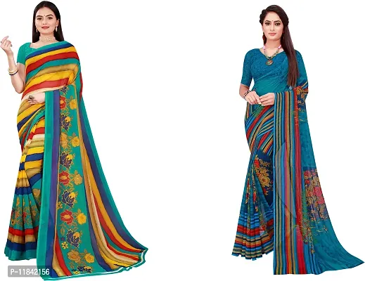 Beautiful Georgette Saree With Blouse Piece Pack Of 2