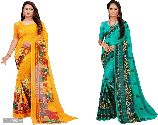 Beautiful Georgette Saree With Blouse Piece Pack Of 2-thumb0