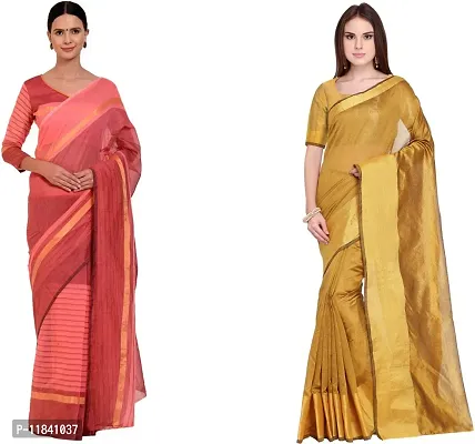 Beautiful Cotton Silk Saree With Blouse Piece Pack Of 2