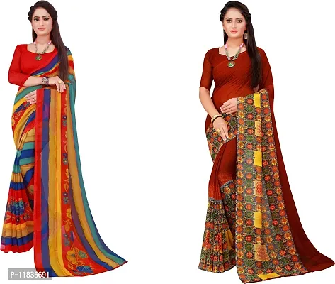 Beautiful Georgette Saree with Blouse Piece Pack Of 2