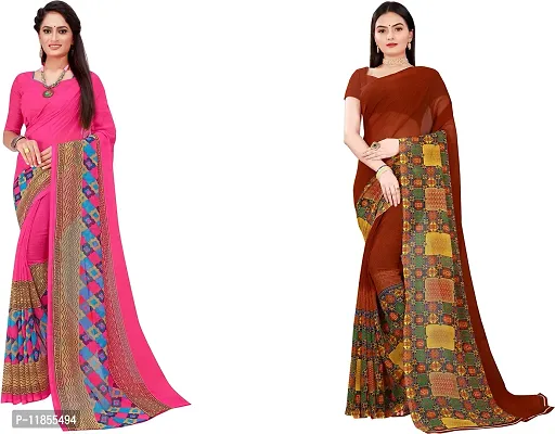 Beautiful Georgette Saree With Blouse Piece Pack Of 2