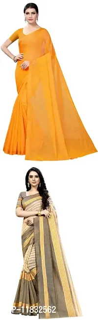 Beautiful Art Silk Saree with Blouse Piece Pack Of 2