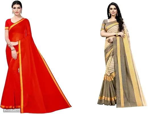 Beautiful Art Silk Saree With Blouse Piece Pack Of 2-thumb0