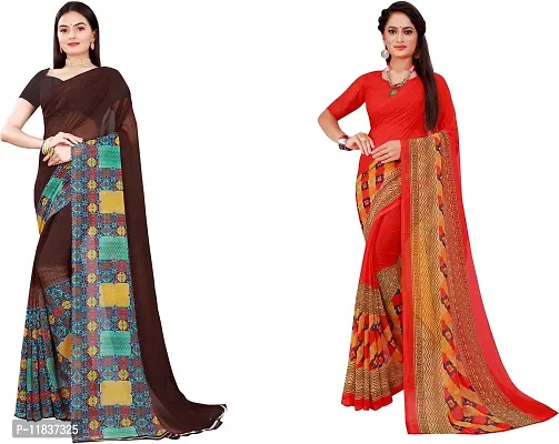 Beautiful Georgette Saree with Blouse Piece Pack Of 2-thumb0