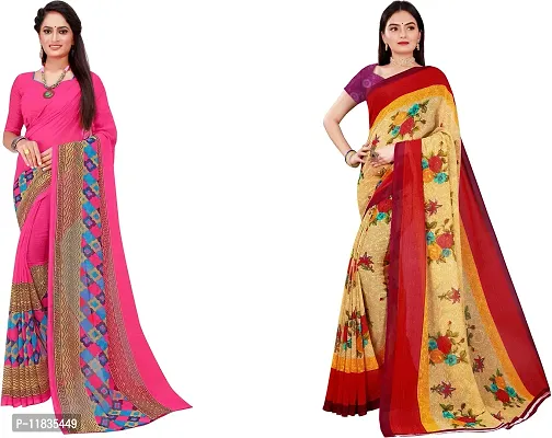 Beautiful Georgette Saree with Blouse Piece Pack Of 2