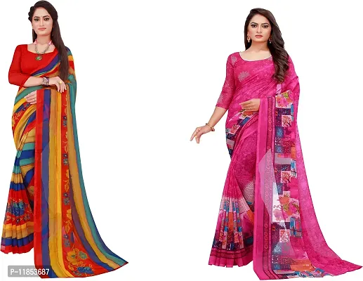 Beautiful Georgette Saree With Blouse Piece Pack Of 2-thumb0