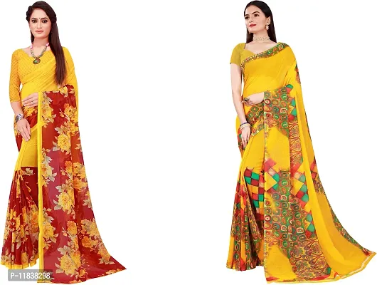 Beautiful Georgette Saree with Blouse Piece Pack Of 2-thumb0