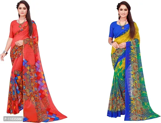 Beautiful Georgette Saree with Blouse Piece Pack Of 2