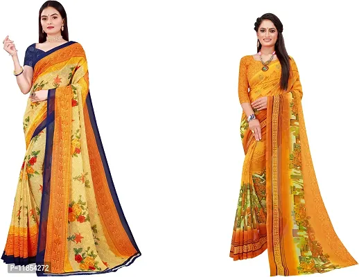 Beautiful Georgette Saree With Blouse Piece Pack Of 2-thumb0