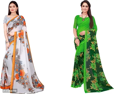 Beautiful Georgette Saree with Blouse Piece Pack Of 2-thumb0