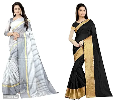 Beautiful Cotton Silk Saree With Blouse Piece Pack Of 2