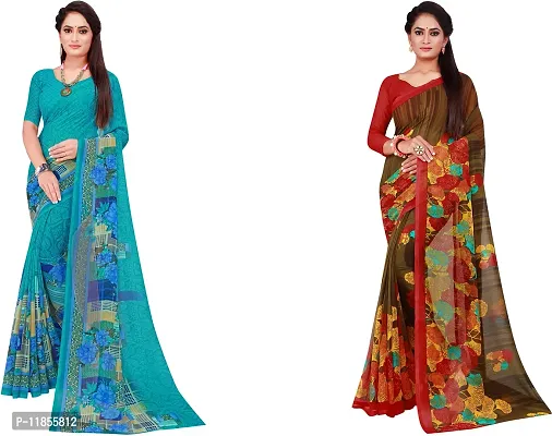 Beautiful Georgette Saree With Blouse Piece Pack Of 2