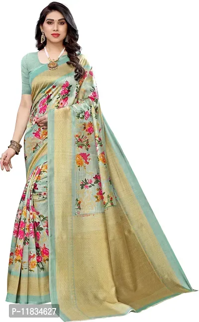 Beautiful Art Silk Saree with Blouse Piece-thumb0