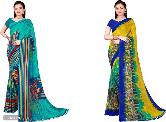 Beautiful Georgette Saree with Blouse Piece Pack Of 2