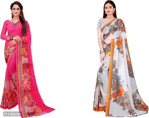 Beautiful Georgette Saree with Blouse Piece Pack Of 2-thumb0