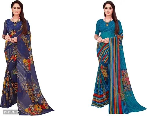 Beautiful Georgette Saree with Blouse Piece Pack Of 2-thumb0