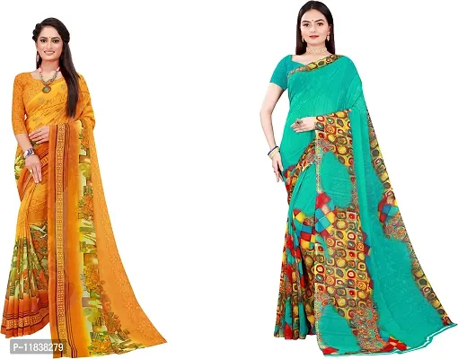 Beautiful Georgette Saree with Blouse Piece Pack Of 2-thumb0