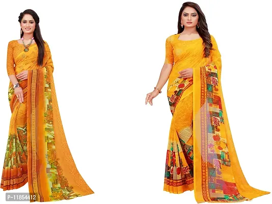 Beautiful Georgette Saree With Blouse Piece Pack Of 2-thumb0