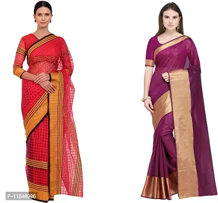 Beautiful Cotton Silk Saree With Blouse Piece Pack Of 2