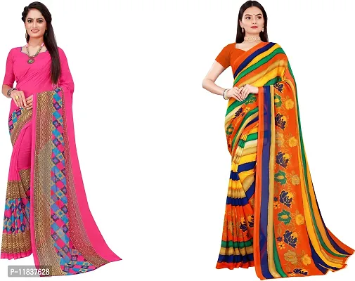 Beautiful Georgette Saree with Blouse Piece Pack Of 2