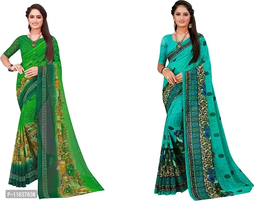 Beautiful Georgette Saree with Blouse Piece Pack Of 2-thumb0