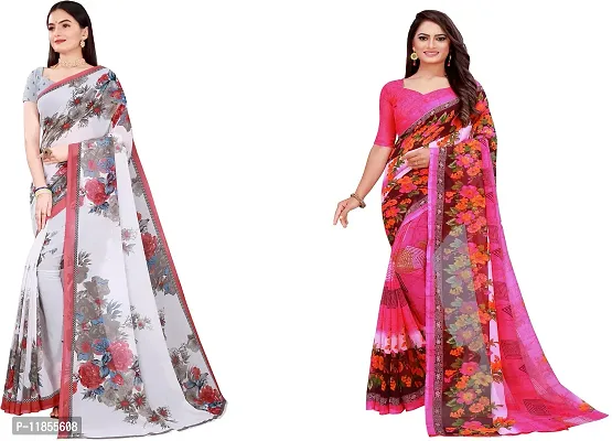 Beautiful Georgette Saree With Blouse Piece Pack Of 2-thumb0