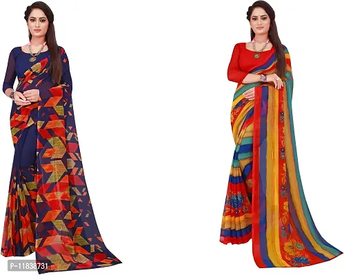 Beautiful Georgette Saree with Blouse Piece Pack Of 2-thumb0