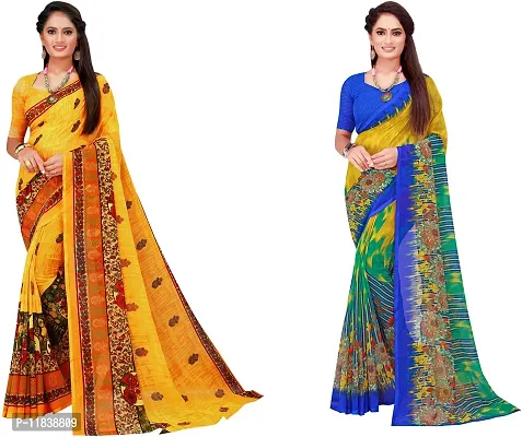 Beautiful Georgette Saree with Blouse Piece Pack Of 2