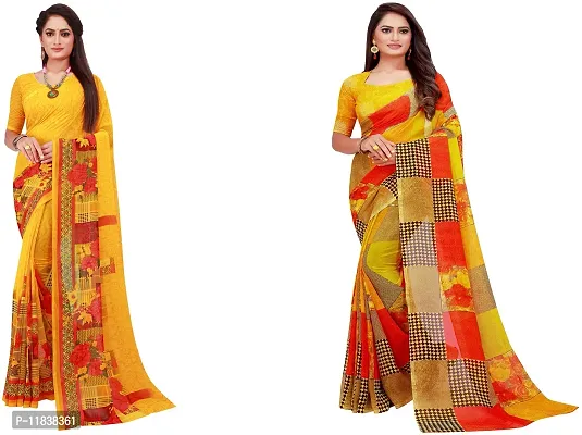 Beautiful Georgette Saree with Blouse Piece Pack Of 2-thumb0