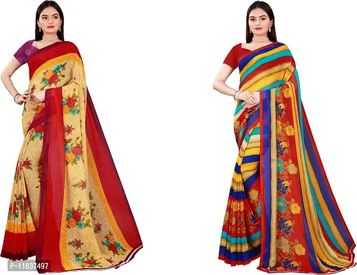 Beautiful Georgette Saree with Blouse Piece Pack Of 2