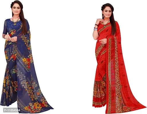 Beautiful Georgette Saree With Blouse Piece Pack Of 2-thumb0