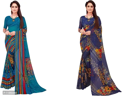 Beautiful Georgette Saree With Blouse Piece Pack Of 2