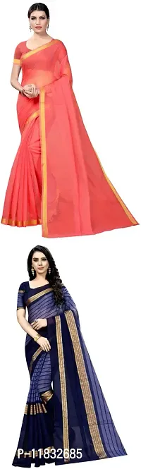 Beautiful Art Silk Saree with Blouse Piece Pack Of 2